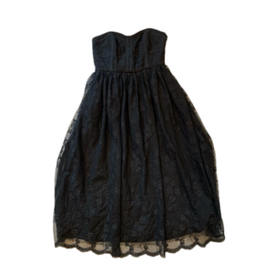 Adam Lippes Black Silk Lace Strapless Dress Sweetheart Neckline 4